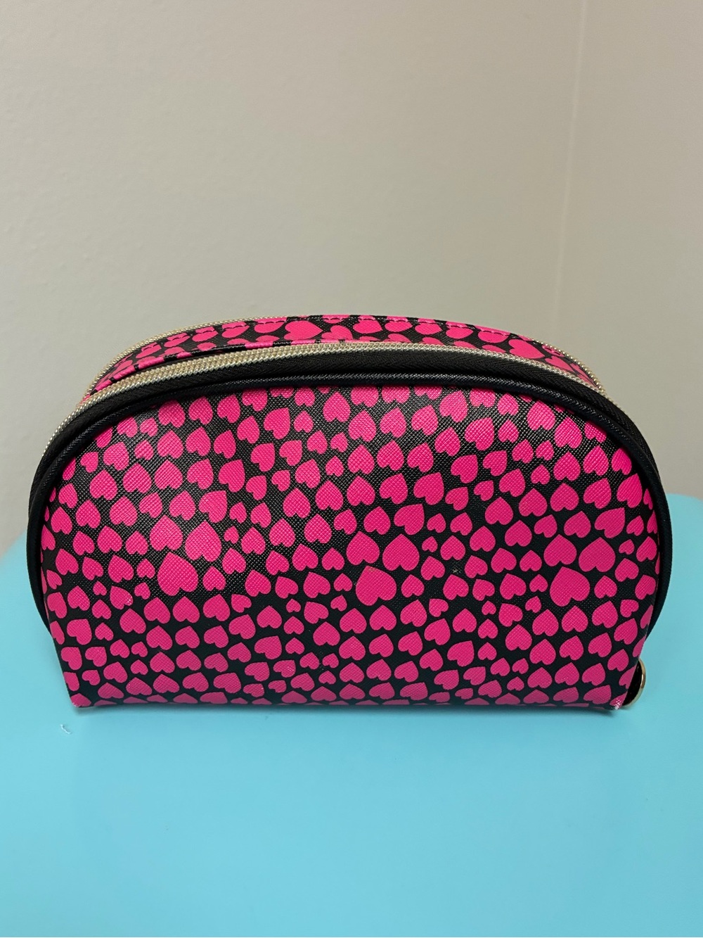 Dabney Lee Pink Heart Print Cosmetic Pouch